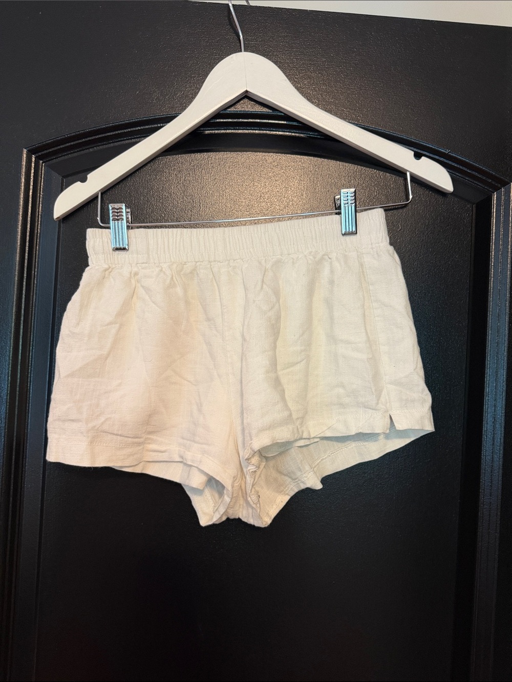 Princess Polly Cream Casual Elastic-Waist linen & Cotton  Shorts
